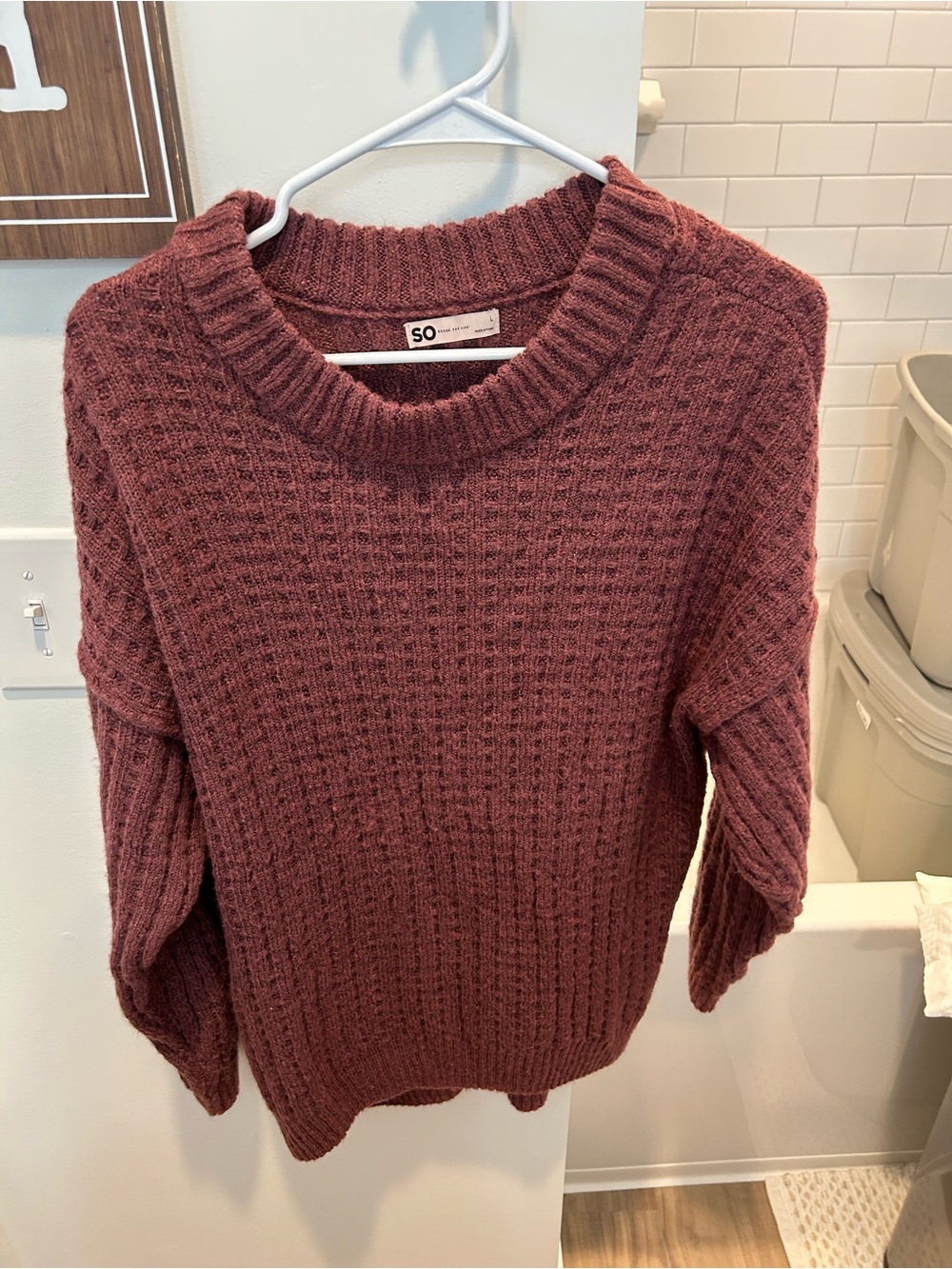 SO Chunky Crewneck Sweater - burgundy